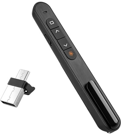 2-in-1 USB Type C Presentation Clicker for PowerPoint Remote, 2.4GHz Hyperlink Volume Wireless Presenter Presentation Remote Slide Advancer PPT for Computer Laptop