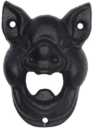 matumou Vintage Pig Head Cast Iron Wall Mounted Wine Beer Bottle Opener Bar Supplies