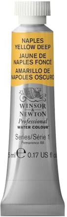 Winsor & Newton 0102425 Professional Aquarellfarbe, lebendige Wasserfarben in Künstlerqualität, hohe Farbbrillanz & Leuchtkraft, lichtecht, Archivqualität, 5ml Tube - Neapelgelb dunkel