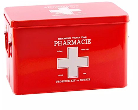 Pt, HM0365L Boîte à Pharmacie Métal Rouge avec Croix Blanche L