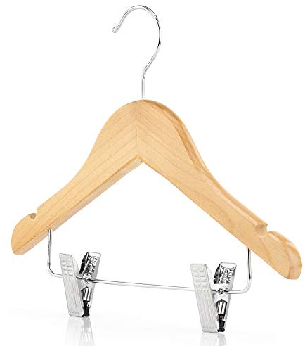 Hangerworld Lot de 12 Cintres en Bois à Pinces pour Enfant