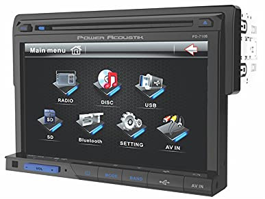 Power Acoustik PD-710B Single-DIN Multimedia Source with Detachable 7-Inch Oversize LCD Touchscreen including Bluetooth 2.0