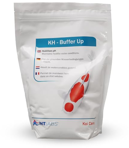 NT Labs Koi Care KH Buffer Up pH Stabiliser (1.5kg) | Carbonate hardness minerals increase the alkalinity reserve of pond water to prevent sudden catastrophic pH crashes.