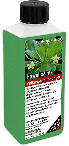 GREEN24 Hawaiipalmen Dünger – 250ml NPK Spezialdünger für Brighamia insignis | Gegen gelbe Blätter & für kräftigen Wuchs | Profi Linie Dünger für die anspruchsvolle Vulkanpalme
