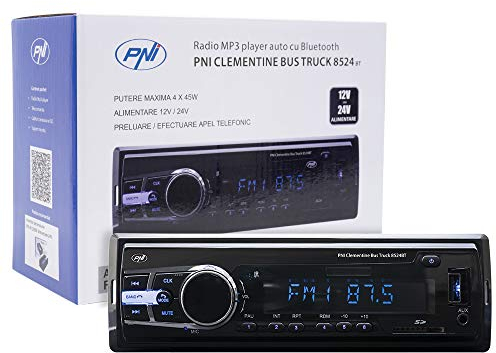 Radio MP3 Player Auto PNI Clementine Bus LKW 8524BT 4x45w, RDS, 12V / 24V 1 DIN cu SD, USB, AUX, RCA SI Bluetooth 24 Volt