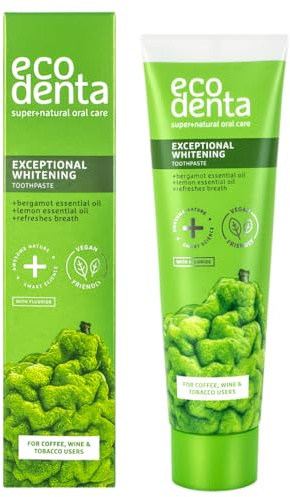 Ecodenta Exceptional Whitening Toothpaste - Teeth Cleaning Plaque Removal Tooth Paste with Bergamot for Smokers Coffee Wine Users 100ml