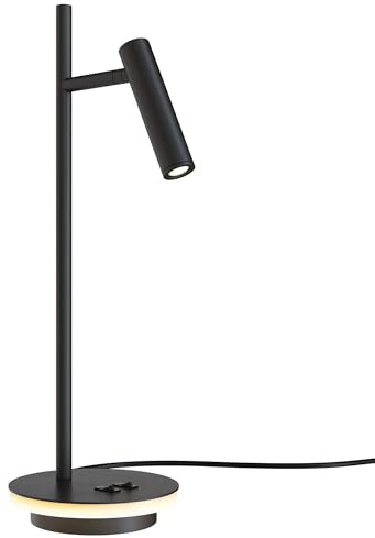 MAYTONI DECORATIVE LIGHTING Moderne LED Tischleuchte mit Schalter, Lampenfuß Hintergrundlicht, Spot drehbar, schwarz, 8W 220-240 V