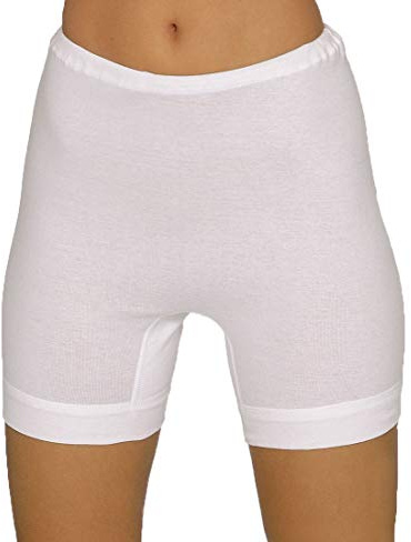 Creative by Normann 2erpack Damen Pagen-Schlüpfer mit längerem Bein weiß ohne Seitennähte aus 100% Baumwolle, Größe:52/54, Farbe:Weiss