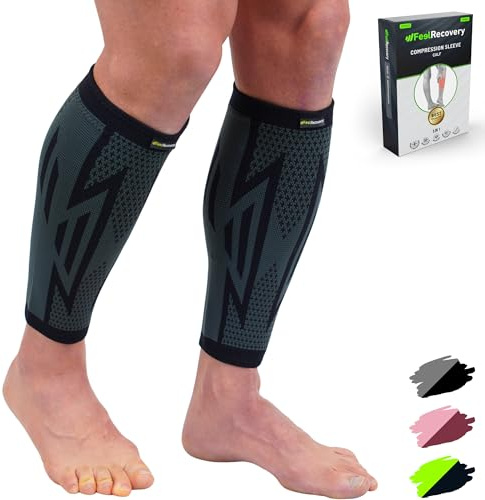 2 Stück Kompression Wadenbandage für Herren & Damen - Wadenstrümpfe für Muskelfaserriss, Läufer, Schienbeinkantensyndrom & Krämpfe - Kompressionsstrümpfe Sport - Atmungsaktiv & Rutschfest