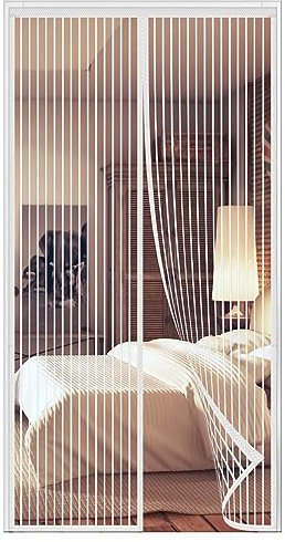 Orumrud Magnet Fliegengitter Tür Insektenschutz Tür, 140x220 CM Fliegengitter Schiebetür Insektenschutz Balkontür Magnetischer Fliegenvorhang Moskitonetz Tür für Terrassentür, Wohnzimmer, Weiß