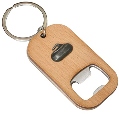 Curling Stone Keyring Bottle Opener Wooden Stainless Steel Key Chain Gift 95