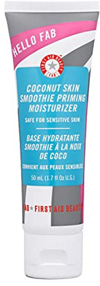 First Aid Beauty - Hello FAB: Coconut Skin Smoothie Priming Moisturizer, 2-in-1 Hydrating Moisturizer and Makeup Primer, Vegan Formula, Non-comedogenic, Safe for Sensitive Skin, 1.7 oz