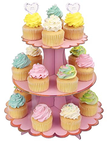 MengH-SHOP Tortenständer 3 Etagen Cupcake Ständer Muffin Ständer aus Karton für Hochzeit Party Geburtstag Baby Duschen Kuchen Dessert Torten Etagere