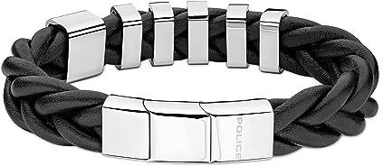 Police GEAR Armband für Herren aus Leder mit Edelstahl und Magnetverschluss Größe: 20cm, PEAGB2211522
