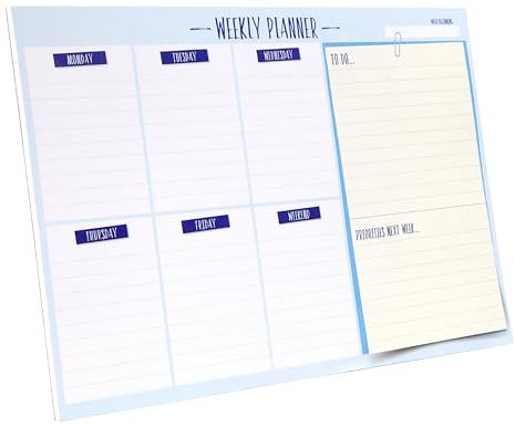 SUMMIT Planificateur de bureau hebdomadaire A4, 52 pages détachables, bloc-notes, planification quotidienne et calendrier