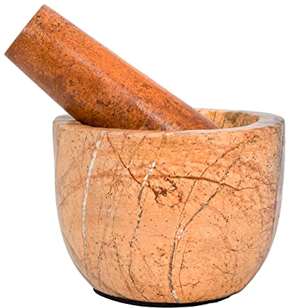 Divit Shilp Mortaio e pestello, realizzato in pietra dura lucida ad alta resistenza, macina in pietra naturale per spezie, paste, erbe, spezie, ecc. (Bidasar)