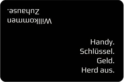Print Royal Fußmatte mit Spruch - Handy, Schlüssel, Geld, Herd aus - Geschenk zum Einzug, Einweihungsgeschenk | rutschfest, 60x40cm, Filz, Hintergrund Schwarz