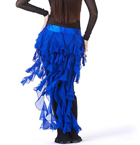 Wuchieal Women's Belly Dance Hip Scarf Belt Skirt Latin Dance Belt Performance Tassel Wave Skirt (Dark Blue)