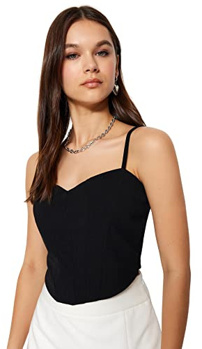 Trendyol kvinna smal passform basic älskling stickad bustier, svart, S, Svart, S