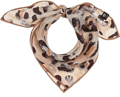 FRAAS Halstuch Damen mit Animal-Print - 51 x 51 cm Größe - Nickituch Seide - Seidentuch für Damen mit Leo-Muster - Bandana Tuch perfekt für den Sommer Cafe Au Lait