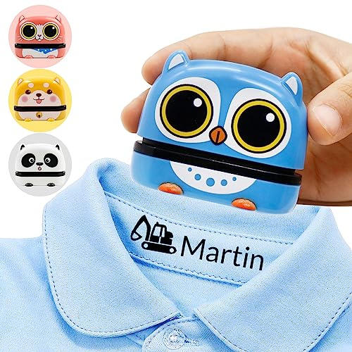 Namensstempel Kinder Textil, Stempel Personalisiert, Textilstempel Waschmaschinenfest, Stempel Selbst Gestalten Kinderstempel, Namensstempel für Kleidung, 4 Stile Und 36 Symbole