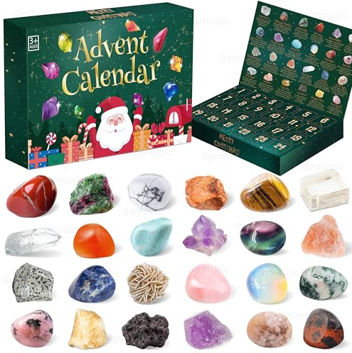 Crystal Rock Gemstone Advent Calendar 2025, Adult, Kids, Boys, Girls, Teen Girls, Women Healing Crystal Gemstone 24 Kinds of Crystals and Gem Rocks Collection
