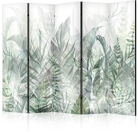 murando - Paravent Raumteiler Natur, 225x172 cm, 5-teilig, Wohnzimmer, Büro | Mobiler Sichtschutz, sofort einsatzbereit, Holzrahmen, ideal fürs Wohnzimmer oder Büro, geruchsneutral, lichtbeständig