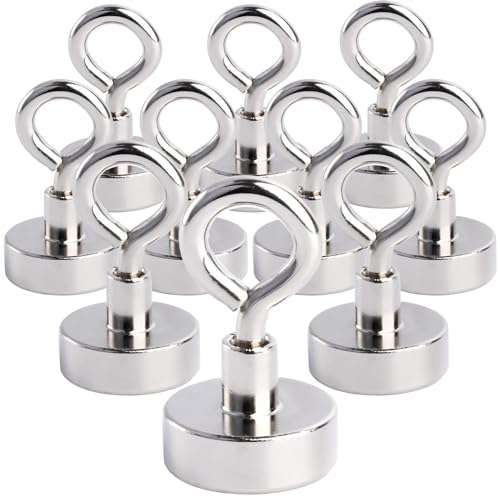 MIN CI Neodym-Magnet-Haken, extra stark, 15 kg Zugkraft, runde Magnethaken für Kreuzfahrtkabinen, 10 Stück