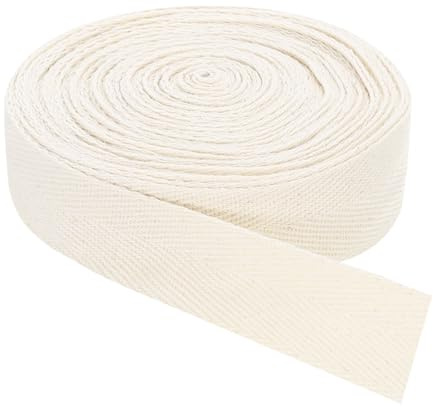 QUARKZMAN Schrägband, 1 Stück 11 Yard x 30mm - Baumwollstoffband, Rolle Schrägband für Kleidung, Accessoires, Taschen (Beige Weiß)