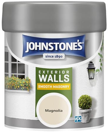 Johnstone’s – Exterior Smooth Masonry Paint - Tester Pot – Magnolia – Up to 15 Years Protection – Weather & Dirt Resistant – 12m2 Coverage Per Litre - Dry in 1-2 Hours – 225 ml
