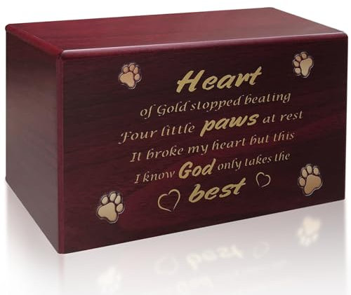 Ompinda Caja de urna para mascotas, cenizas de madera para mascotas, regalo para perros o gatos