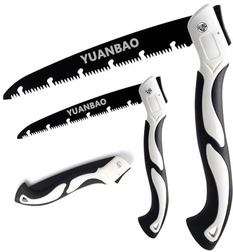 YUANBAO 7 Inch + 10 Inch Folding Saw, Pruning Hand Saw for Wood Cutting, Garden Pruner with SK5 Curved Blade, Foldable Handsaw for Tree Trimming, Camping, Hiking, Gardening and Carpentry