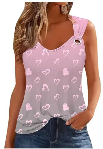 Tank Top Damen Oberteile Sommer Ärmelloses Shirt Locker Lässige Tank Top Sport Lässige Weste Rundhals Spaghettiträger Tanktops Weste Shirt Tunika Blusentop Weste Damen Sommer