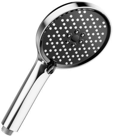 Cobbe Duschkopf Wassersparender, Hochdruck Handbrause mit 3 Strahlarten, Duschbrause Groß, Brausekopf mit Antikalk-Funktion, Schwarz/Chrom