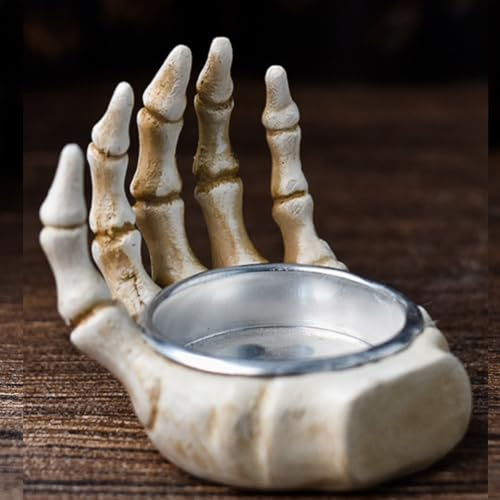 KARLOR Skeletthand Kerzenhalter,Skelett Tischdeko Lustig schrecklich Skelett Kerzenständer Halloween Skelette Deko Skelett Figur für Spukhaus-Requisiten Halloween Party Dekorationen Wohnzimmer Deko