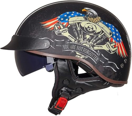 GKCEGHKS Mezzo Casco da Motociclista Vintage Caschi Portatile Mezzi Caschi Jet Casco A Scodella Scooter Motorino Casco Scooter ECE Omologato retrò Casco Scodella Aperto Caschi da Moto