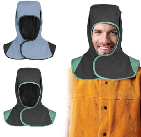 Cappuccio da Saldatore Protettivo, 2 Pezzi Cappuccio per Saldatura Resistente al Calore e Ignifugo, Cappuccio di Saldatura Traspirante, Casco di Saldatura Collo Protezione
