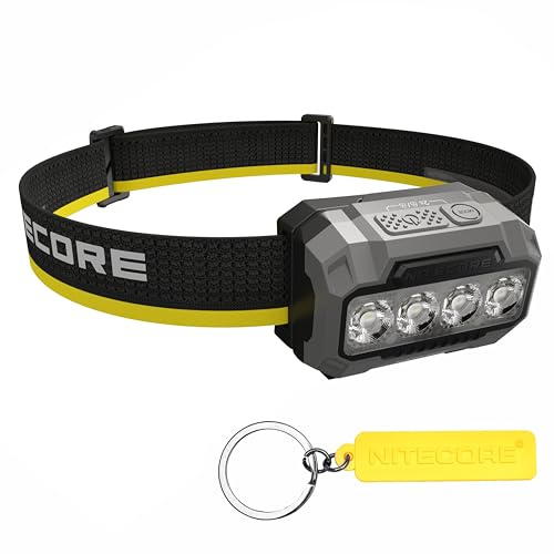 Nitecore HA23 UHE 600 Lumen MCT Lampada frontale da esterno multipla temperatura del colore, leggera, con batteria AAA (Nero)