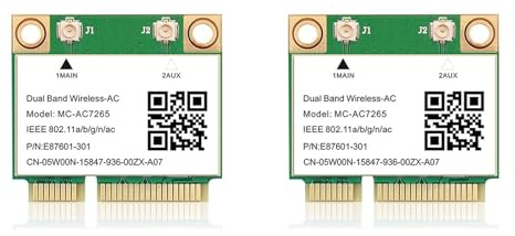 Sxmrmnx 2 tarjetas de red inalámbricas Bluetooth 4.2 Mini PCI-E -AC7265 7265 802.11ac 2.4G 5Ghz para portátil 7260HMW