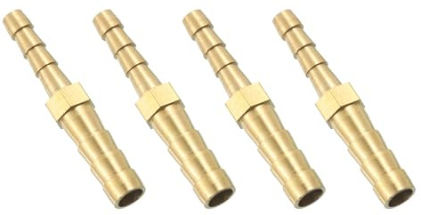 QUARKZMAN 6mmx4mm Schlauchverbinder Messing Doppelnippel Kupplung, 4 Stück Schlauchverbinder Benzinschlauch Schlaucharmaturen Gartenschlauch zum Verbinden von Wasserschläuchen
