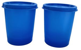 Tupperware Set di 2 bicchieri Liliput per frigorifero, 120 ml, 120 ml, con 2 lattine (blu)