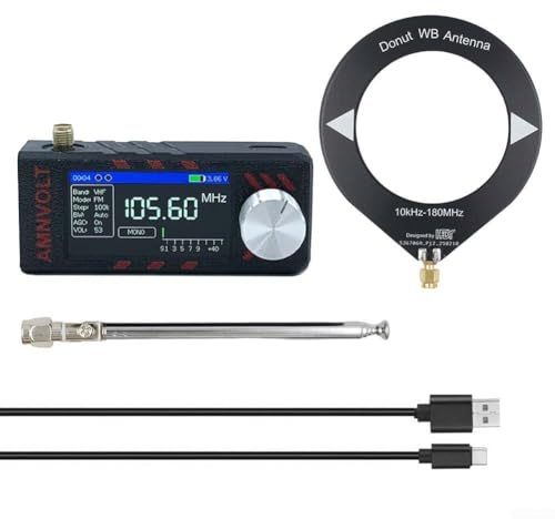 SI4732 Radio, tragbares Vollband für DSP-Radio-Empfänger mit 1,9-Zoll-Bildschirm, Teleskopantenne, Rundantenne, integrierte Hi-Z (schwarz)