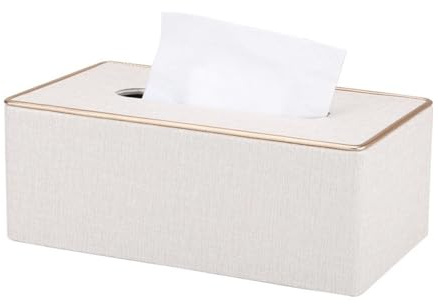 BCJMKDX Tissuebox, Quadratischer Stoff-Desktop-Organizer for Zuhause, Schlafzimmer, Wohnzimmer, Schwarz, Weiß(White)