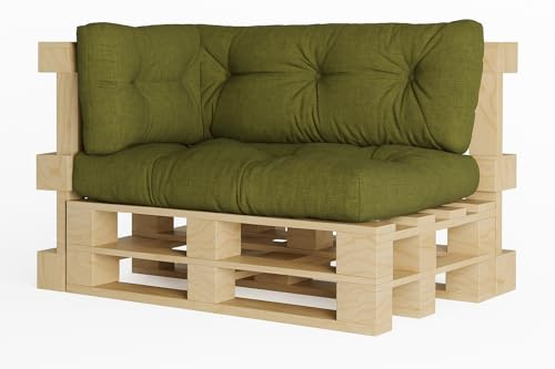 chilly pilley® Palettenauflage UV Wasserabweisend Leinenoptik Schaumflocken Palettenkissen auf Palettensofa Palettenpolster auf Palettenmöbel Rückenlehne Sitzkissen (3er Set)