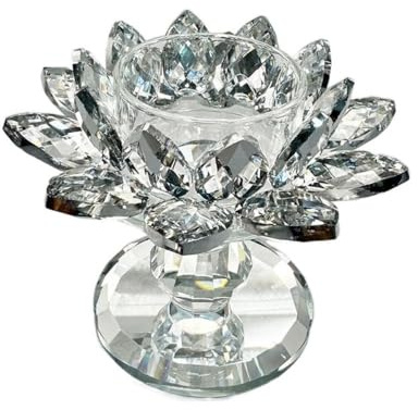 Crystal Flower Lotus Candle Holder,Clear Glass Tealight Candle Holders,Crystal Candlestick Holder,for Christmas Wedding Party(S)