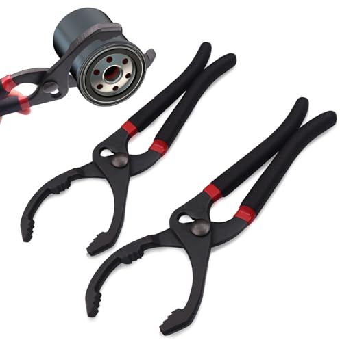 NEUSID 10 and 12 Oil Filter Removal Tool, 2Pcs Adjustable Long Handle Oil Filter Wrench Pliers Universal Mechanic Tools for Engine Filters, Conduit, Fittings
