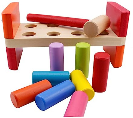 BESPORTBLE Wooden Hammer Pounding Bench for Educational Playset with Pegs Safe Finish for Aspiring Little Carpenters for Boys