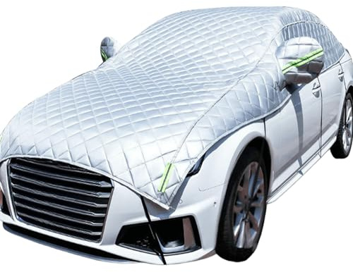 CulineformX Cubierta De Parabrisas De Helada De Coche para Invierno, Cubierta De Pantalla De Medio Coche Protector De Nieve De Hielo Anti Granizo con Ganchos Y Rayas Reflectantes