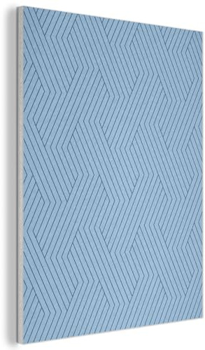 MuchoWow© Wandbilder Akustikpaneele 50x70 cm Filz Deko Wohnung Bild Wohnzimmer Wandpaneele Schallabsorber Wand Bilder Wandpaneel Wall Decor Dunkelblau - Muster - Linien