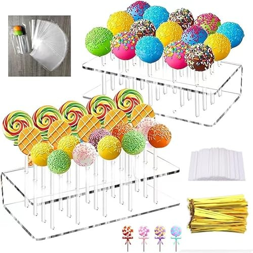 Ksnowqi 2 Pezzi Supporti per Torte Pop, Espositore Marshmallow, Supporto per Lecca-lecca in Acrilico, Espositore Lecca Lecca non Necessitano, Lollipop Holder non Cascheranno per Compleanno, Matrimonio